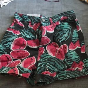 Watermelon denim shorts